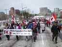   groupe de manifestants du « convoi de la liberté » à Ottawa en mars 2022.