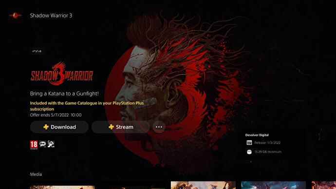 PS Plus Shadow Warrior 3