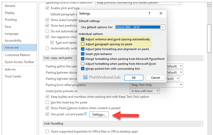 Ajuster la phrase, le mot, l’espacement des paragraphes lors du collage dans Word