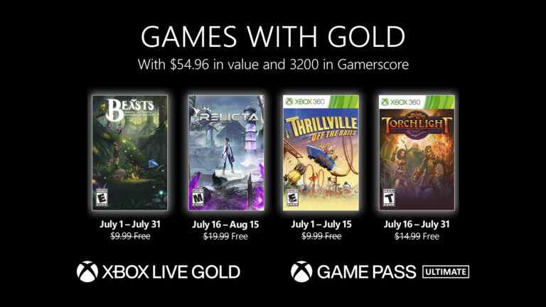 Annonce des jeux gratuits Xbox Live Gold pour juillet 2022    
