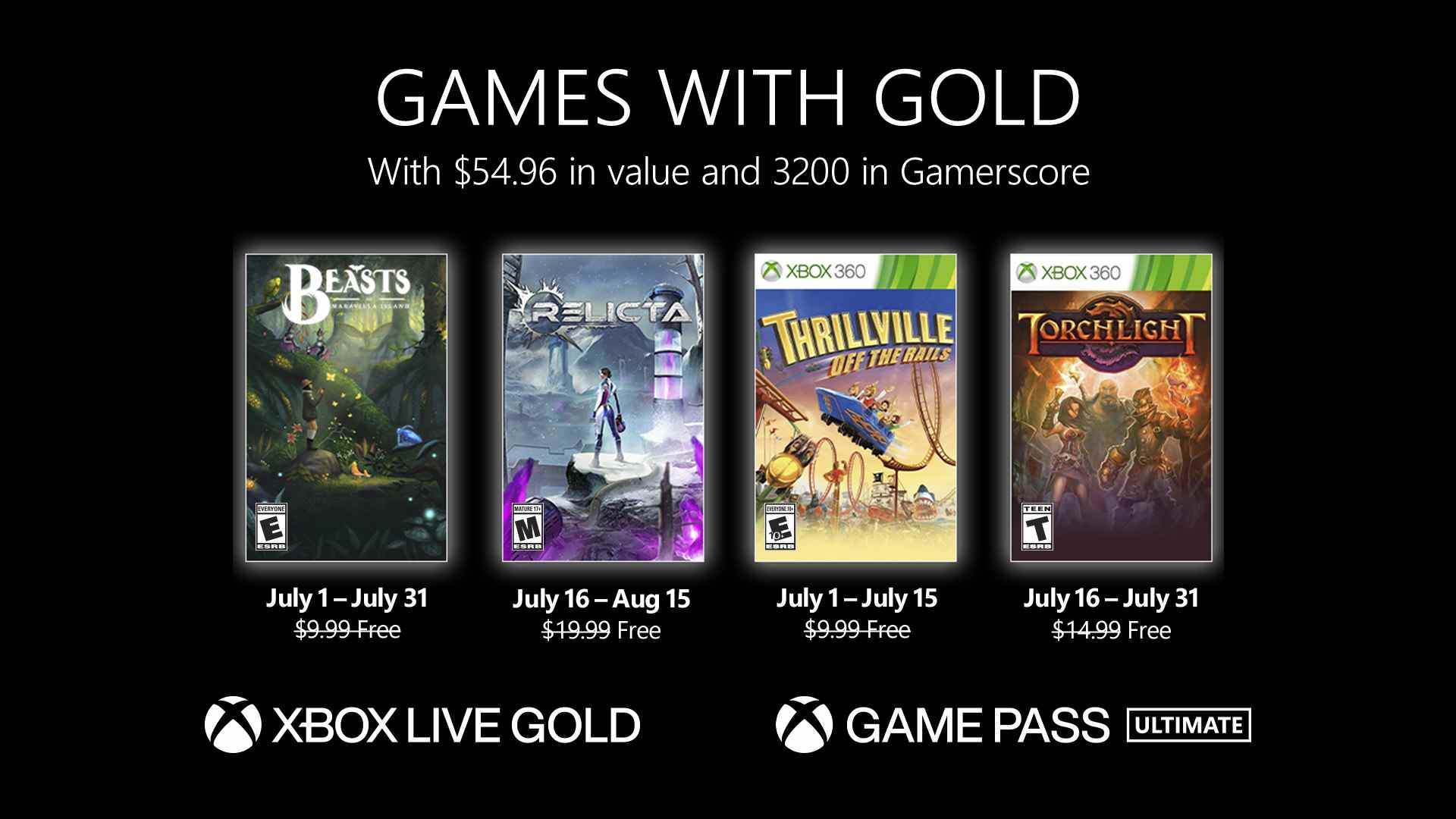 Annonce des jeux gratuits Xbox Live Gold pour juillet 2022    
