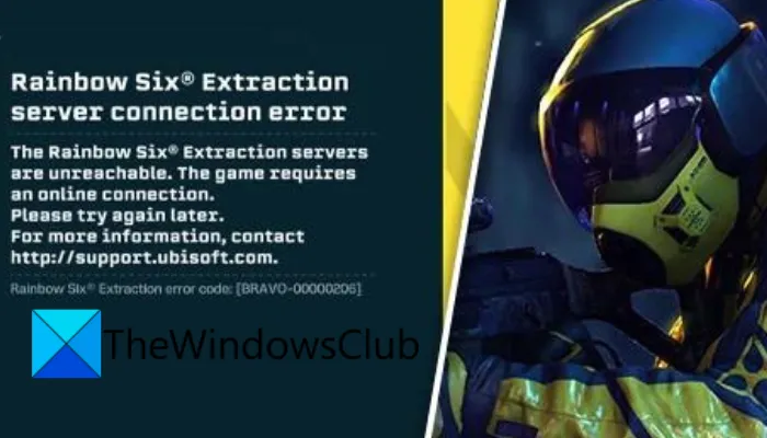 Erreur de connexion au serveur Rainbow Six Extraction BRAVO-00000206