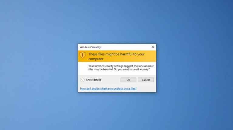 Comment désactiver l’avertissement « Ces fichiers pourraient être nocifs pour votre ordinateur »