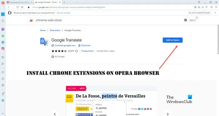 Extensions de navigateur Opera