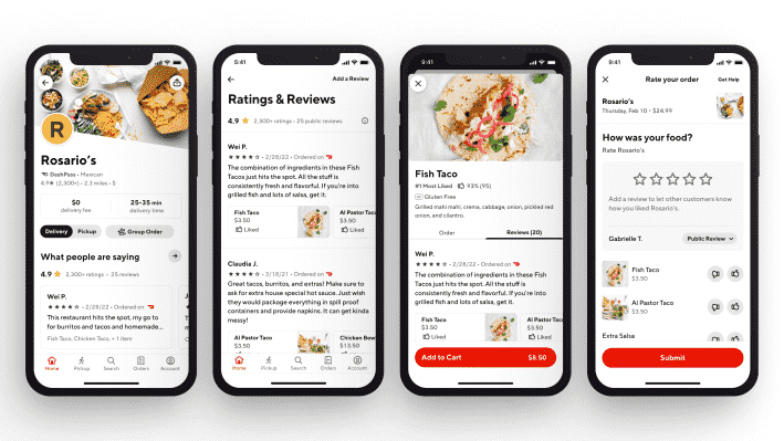 DoorDash déploie de nouvelles fonctionnalités intégrées à l’application, notamment des avis écrits, des évaluations d’articles, etc.