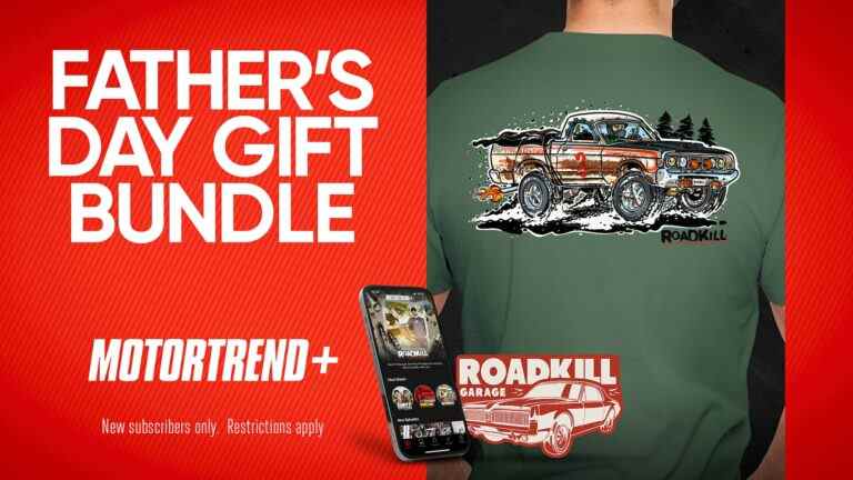 Ensemble cadeau MotorTrend+ pour la fête des pères : t-shirt Roadkill Raunchero exclusif et plus encore !