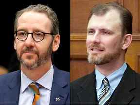 Gerald Butts, ancien assistant principal de Justin Trudeau, en 2019 ;  et Ian Brodie, ancien chef de cabinet de Stephen Harper, en 2008.