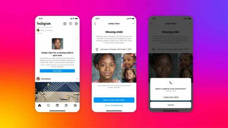 Instagram ajoute le système d’alerte AMBER pour aider à retrouver les enfants disparus