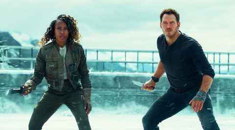 chris pratt comme owen grady, dewanda sage comme kayla watts, domination du monde jurassique