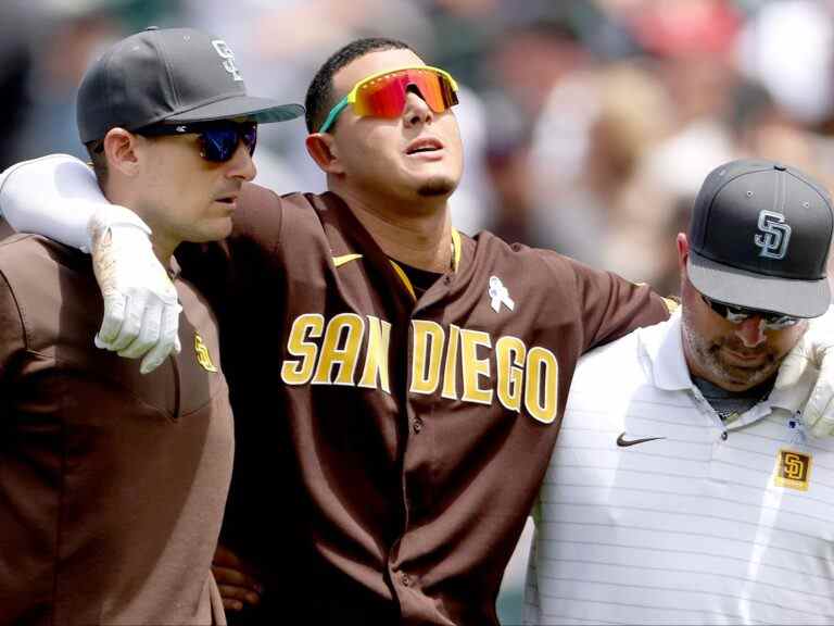 La star des Padres Manny Machado fait une chute et sort avec une jambe blessée