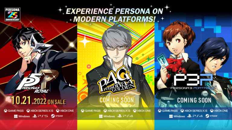 Persona 5 Royal arrive sur PS5 et Steam, Persona 4 Golden sur PS4 et Persona 3 Portable sur PS4 et Steam    
