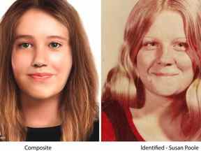 Un composite de Susan Poole et une photo de l'adolescente, disparue en 1972.