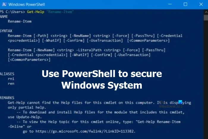 PowerShell sécurise Windows