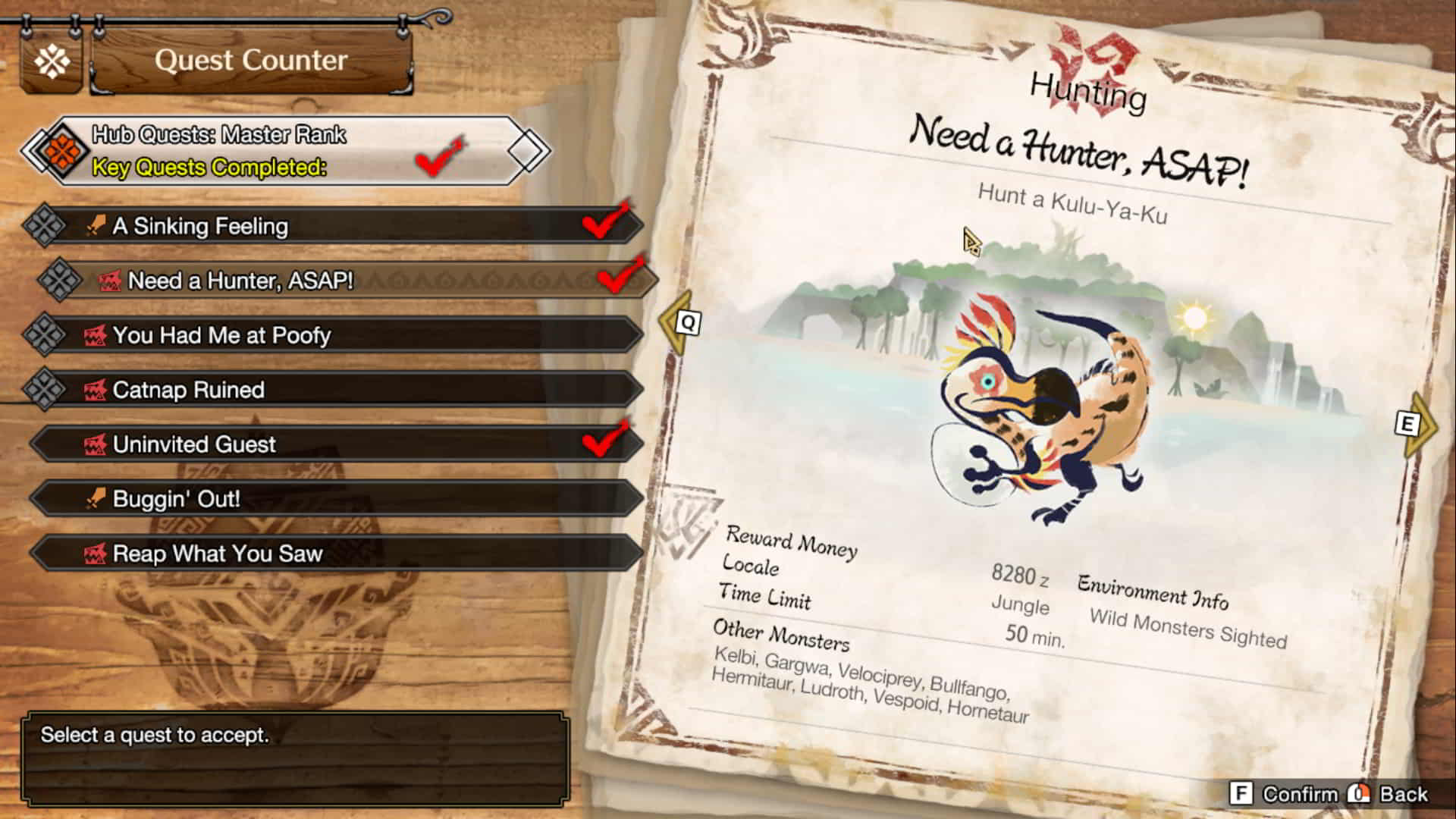 Quêtes du hub Monster Hunter Rise Sunbreak