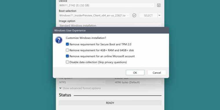 L’outil d’installation USB supprime les exigences de compte Microsoft de Windows 11 (et plus)