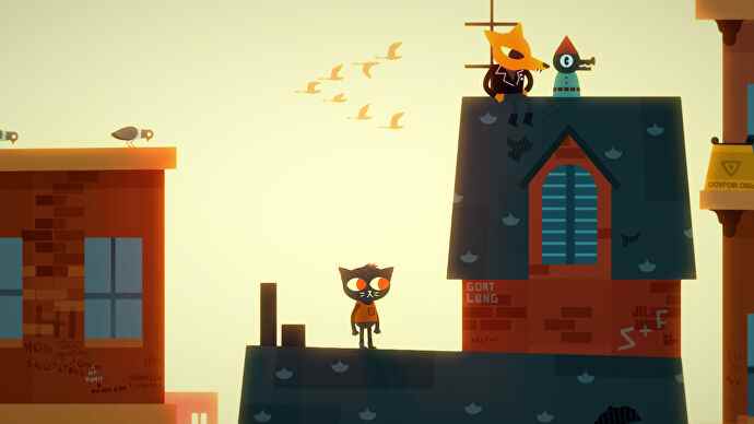 Mae Borowski de Night In The Woods debout sur un toit