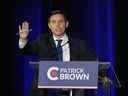 L'espoir à la direction conservatrice Patrick Brown participe au débat à la direction du Parti conservateur du Canada en français à Laval, au Québec, le mercredi 25 mai 2022.