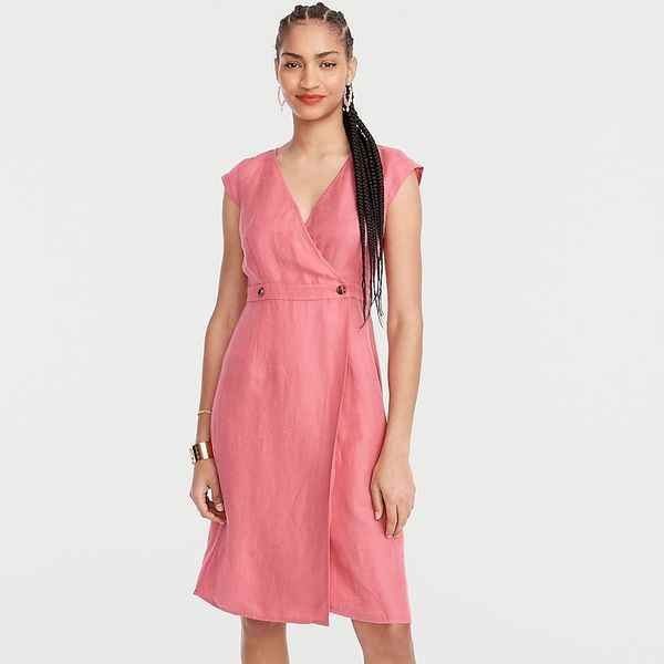 Robe fourreau J. Crew en lin et cupro