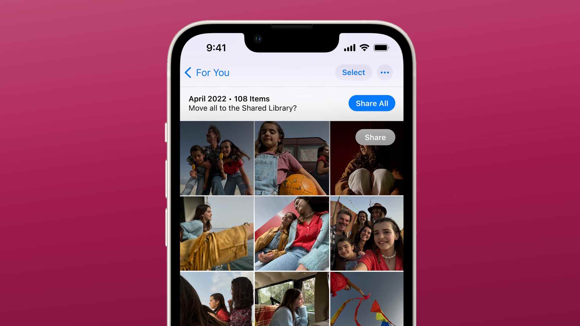 photothèque partagée ios 16