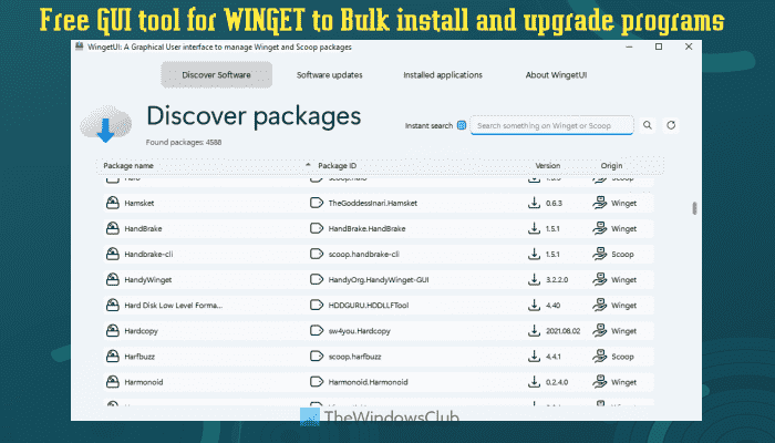 WingetUI est un outil graphique gratuit pour WINGET pour installer, désinstaller et mettre à jour des programmes en masse