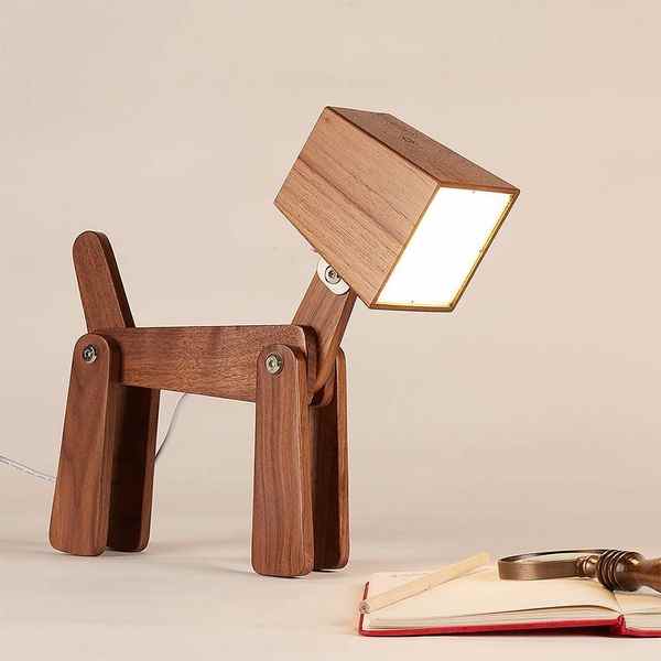 HROOME Lampe de table en bois pour chien avec capteur tactile