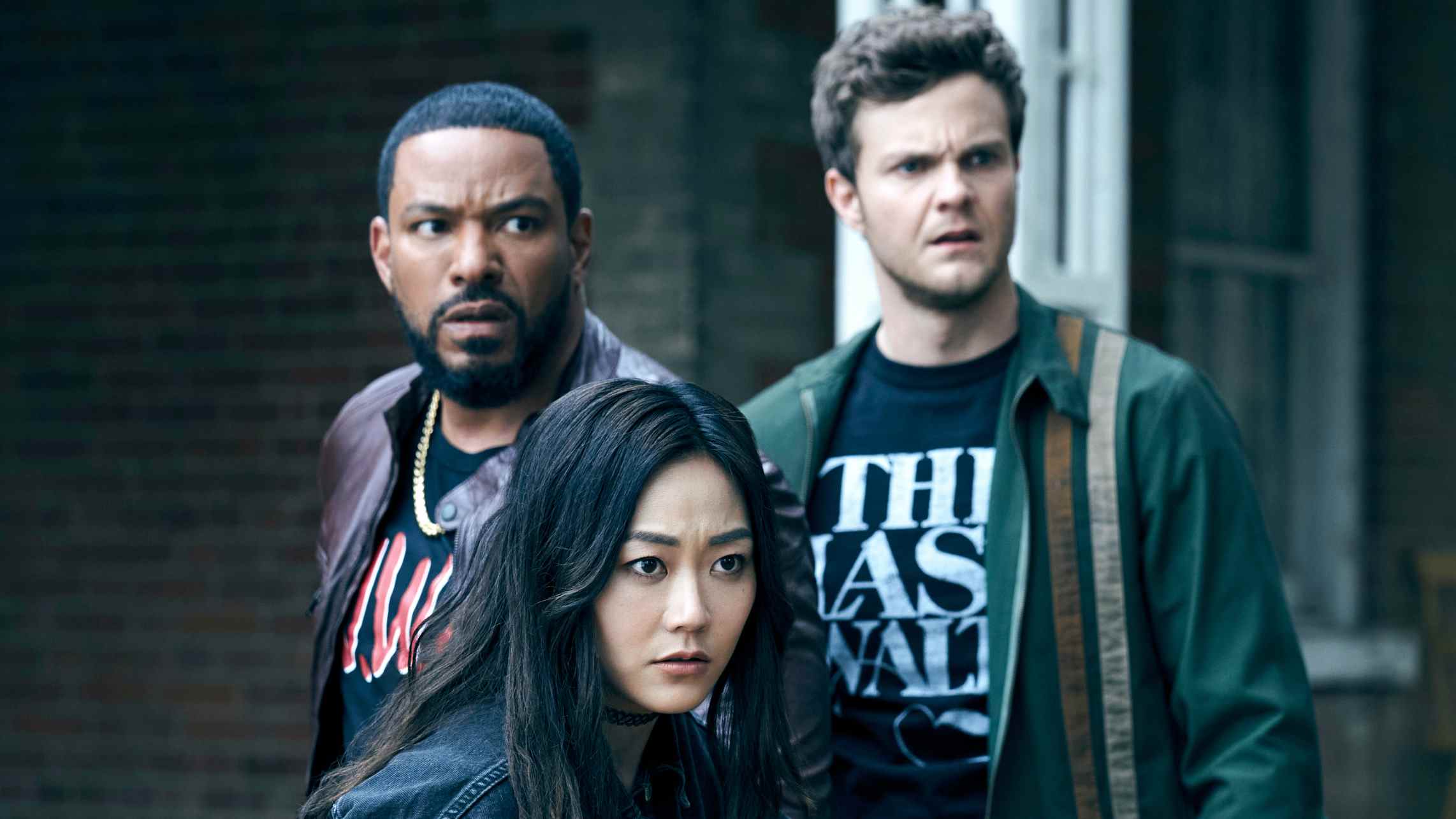 Laz Alonso (Mother's Milk), Karen Fukuhara (Kimiko), Jack Quaid (Hughie Campbell) dans The Boys saison 3