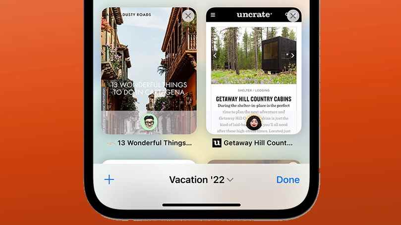 Groupes d'onglets partagés iOS 16 Safari