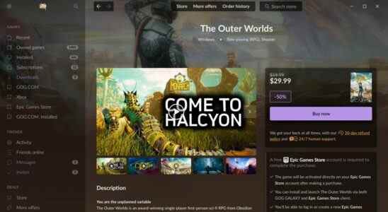 Le client GOG Galaxy commencera à vendre des jeux Epic Games Store