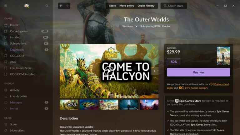 Le client GOG Galaxy commencera à vendre des jeux Epic Games Store

