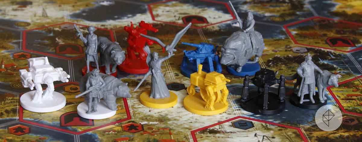 une photo de figurines du jeu de société Scythe