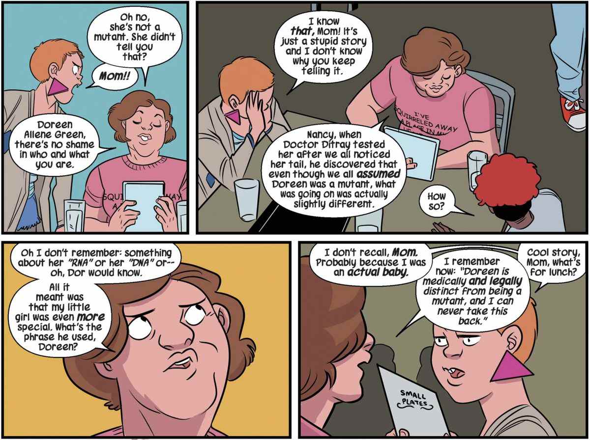 À son grand embarras, la mère de Squirrel Girl explique qu'un 