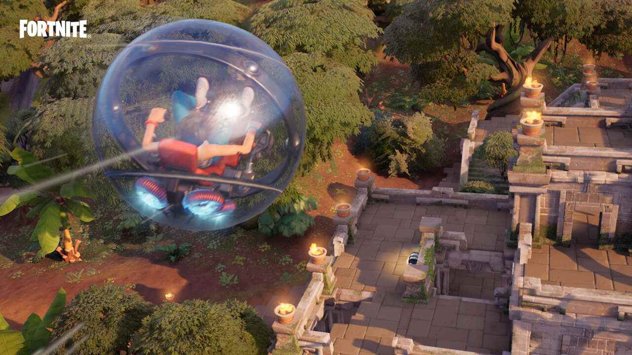 Fortnite - Comment utiliser un ballon, une tyrolienne et un geyser en un seul match
