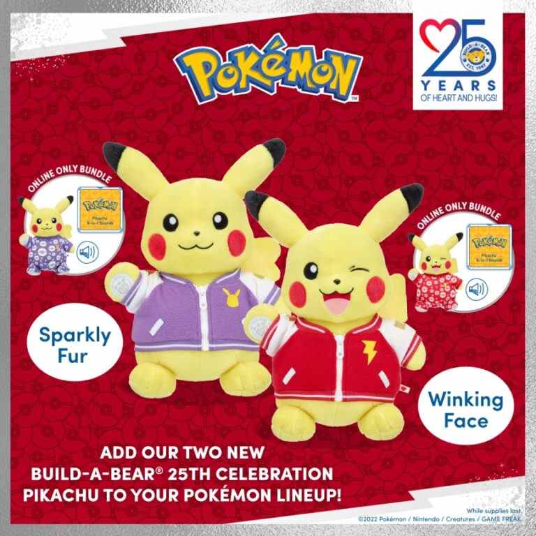 Build-A-Bear célèbre son 25e anniversaire avec de nouvelles peluches Pikachu
