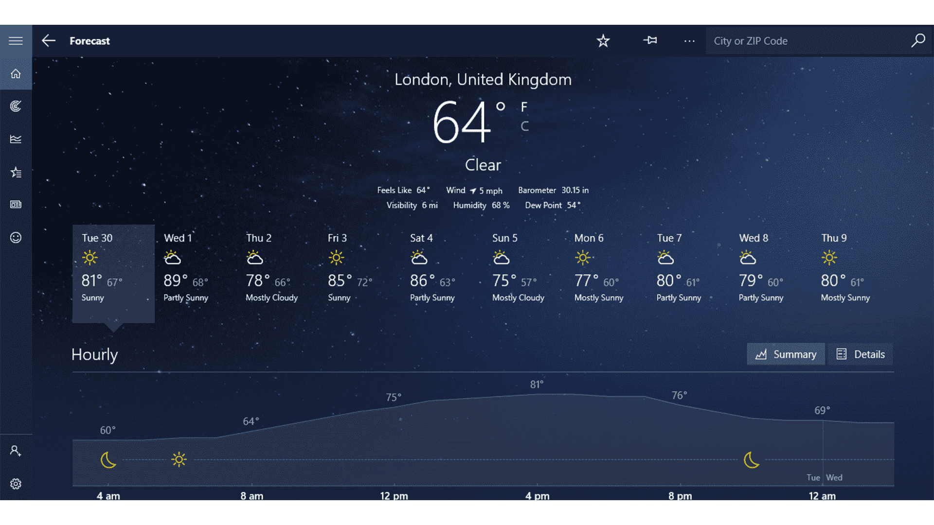 MSN Météo sur Windows