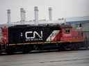 Trains au terminal intermodal CN Rail Brampton.