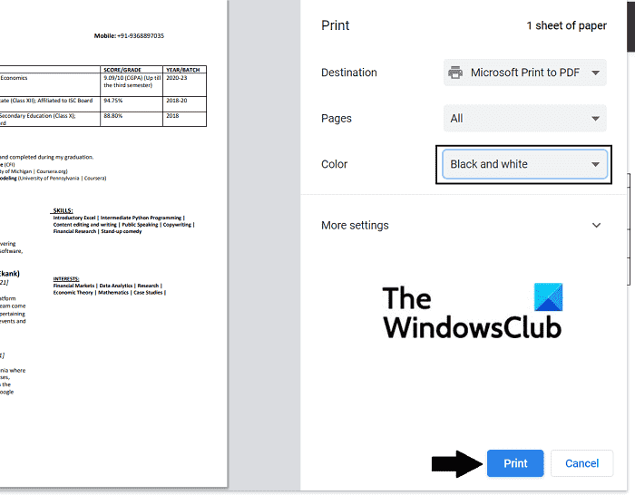 Convertir des PDF couleur en noir et blanc dans Windows 11/10