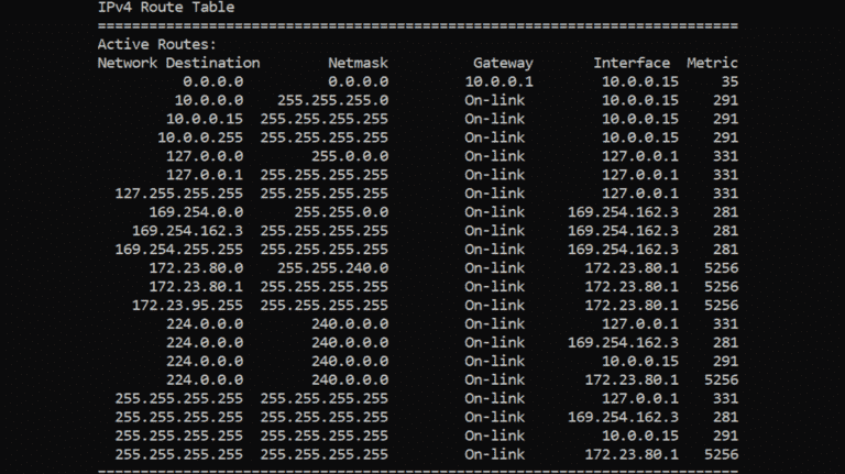 Comment ajouter une route TCP/IP statique à la table de routage Windows