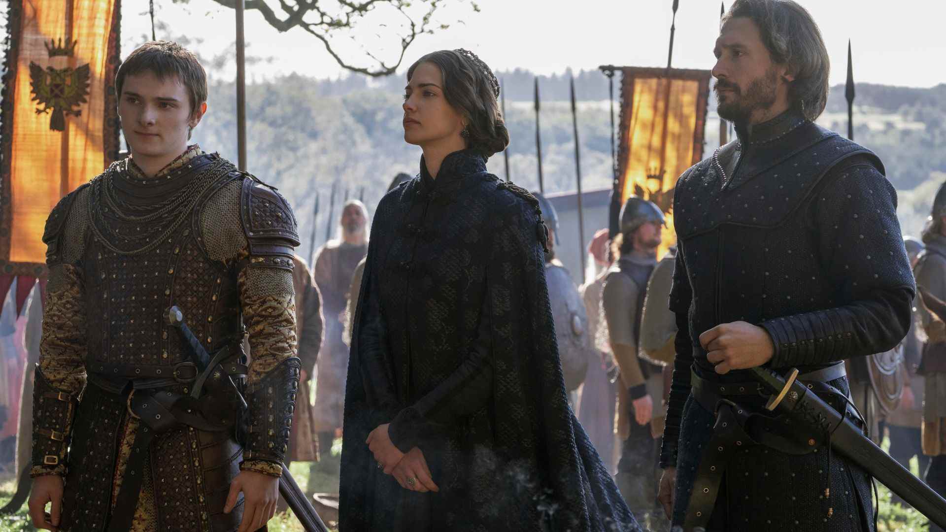 Edmund, Emma et Godwin dans Vikings : Valhalla