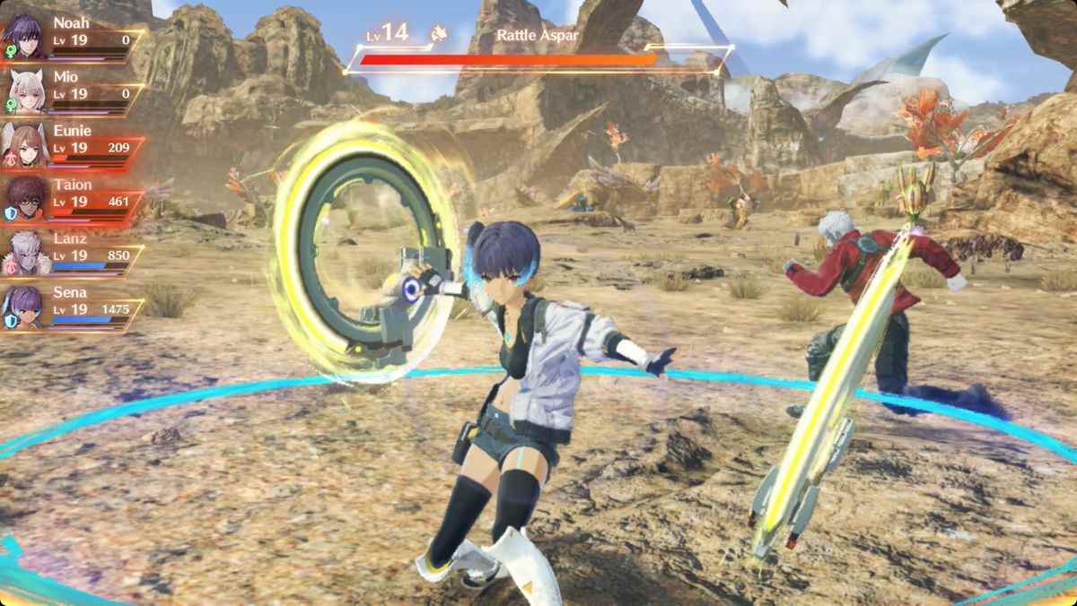 Xenoblade Chronicles 3 combat avec Sena se préparant à exécuter un Gemini Strike Talent Art.