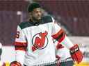 MONTRÉAL, QUÉ. : 8 février 2022 - New Jersey Devils PK Subban pendant l'échauffement avant le match de la Ligue nationale de hockey contre les Canadiens à Montréal le mardi 8 février 2022. (John Mahoney / MONTREAL GAZETTE) ORG XMIT : 37366 - 0593