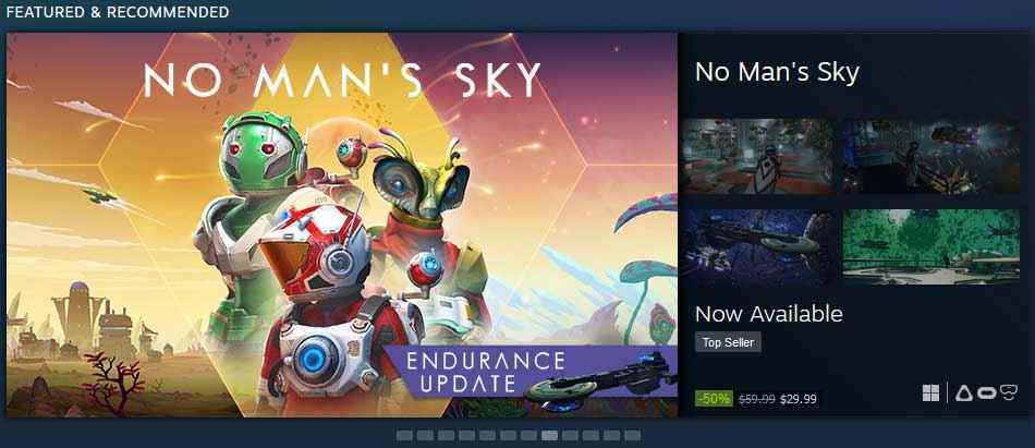 Oeuvre de No Man's Sky sur le magasin Steam