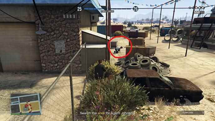 Trouver l'agent (avec cercle) dans GTA Online Criminal Enterprises: ULP Extraction