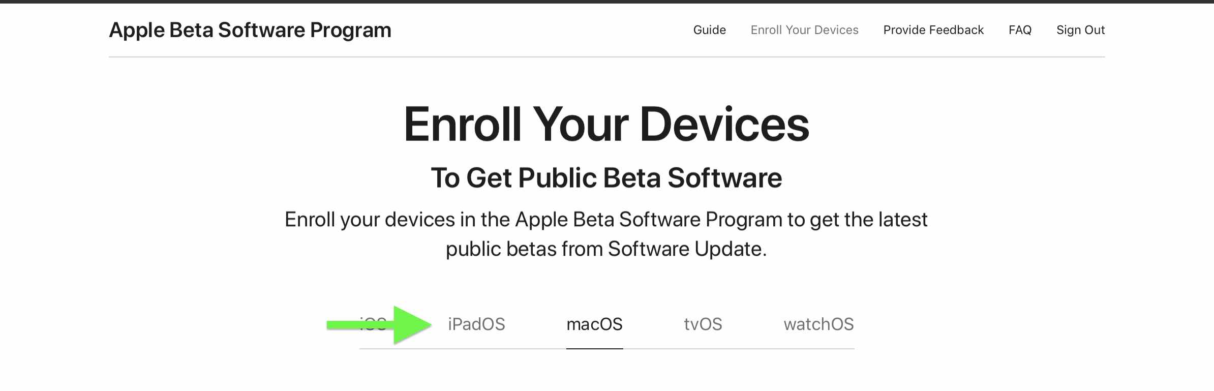 iPadOS 16 bêta publique sélectionner iPadOS