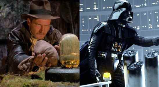 Side-by-side pictures on Indiana Jones in Raiders of the Lost Ark and Darth Vader in The Empire Strikes Back