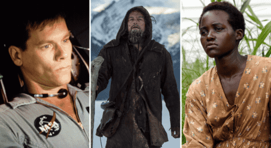 Kevin Bacon, Leonardo DiCaprio, and Lupita Nyong'o in The Best Survival Movie, such as "Apollo 13," "The Revenant," and "12 Years a Slave"