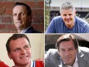 Les nouveaux ambassadeurs des Canadiens Guy Carbonneau (en haut à gauche), Chris Nilan (en haut à droite), Vincent Damphousse (en bas à gauche) et Patrice Brisebois (en bas à droite).