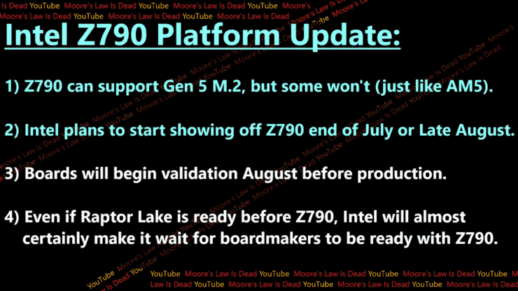 Mise à jour des cartes mères Intel Raptor Lake et Z790.  (Crédits image : la loi de Moore est morte)