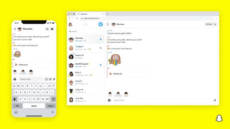 Les fonctionnalités de messagerie et d’appel de Snapchat débarquent sur un nouvel ensemble d’écrans