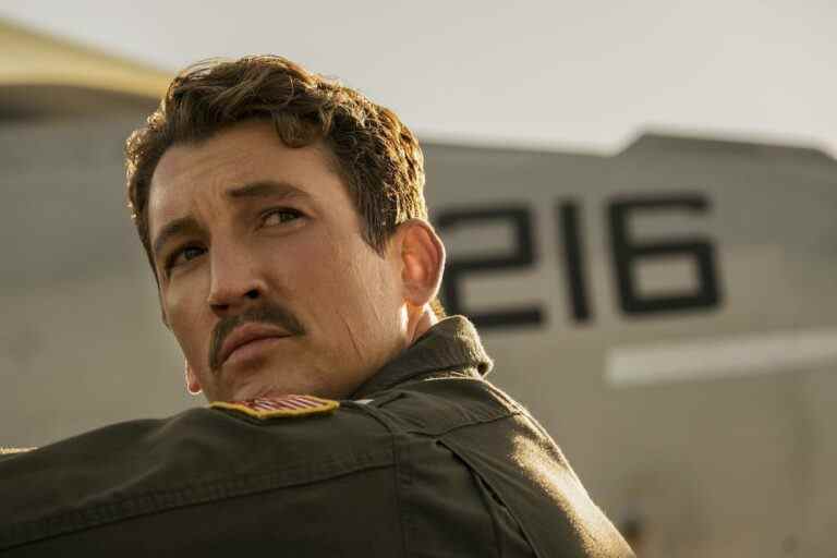 Miles Teller as Lt. Bradley "Rooster" Bradshaw in Top Gun: Maverick