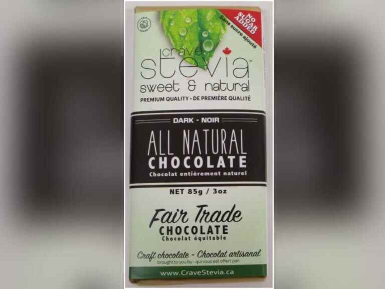 Rappel de chocolat noir entièrement naturel de marque Crave Stevia